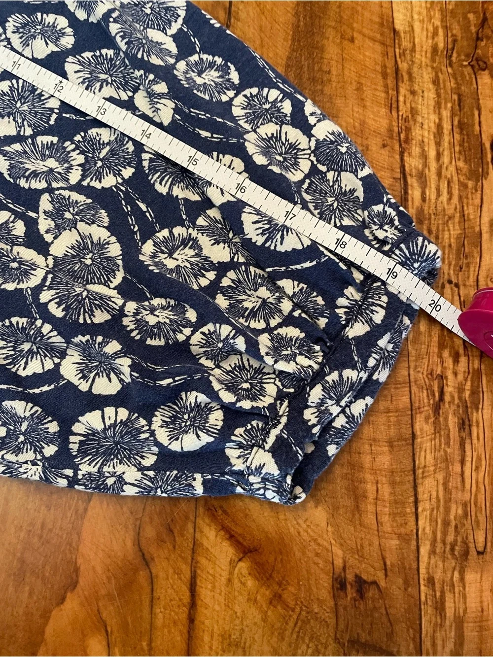 Boden Indigo Blue Floral Puff-Sleeve Knit Jersey Women's Top